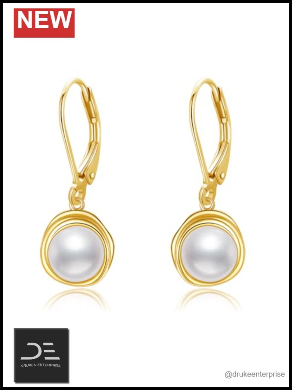 14K Solid Gold Freshwater Pearl Drop Dangle Earrings for Women